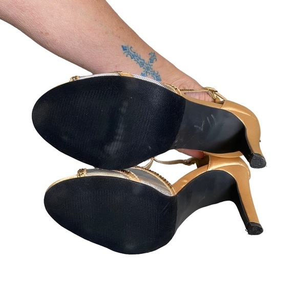 Ashro Gold Heels Zippered Back and Sequins Ladies - Picture 11 of 13